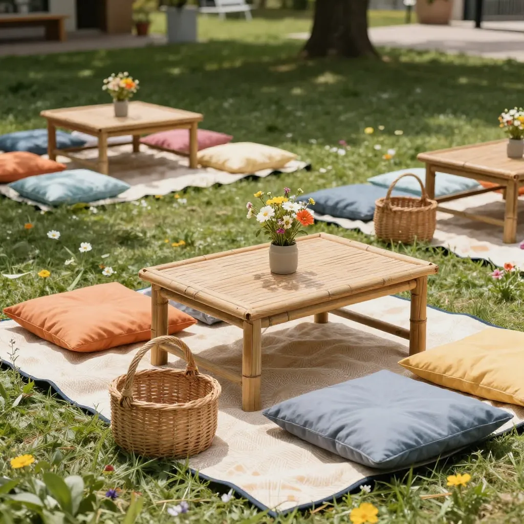 Natural photography style outdoor lounging area